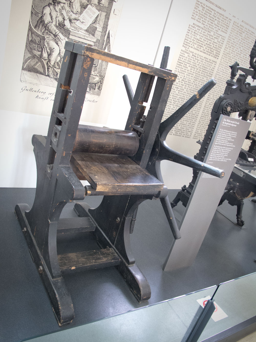 A 19th-century copperplate press on display at the Dutches Museum in Munich.