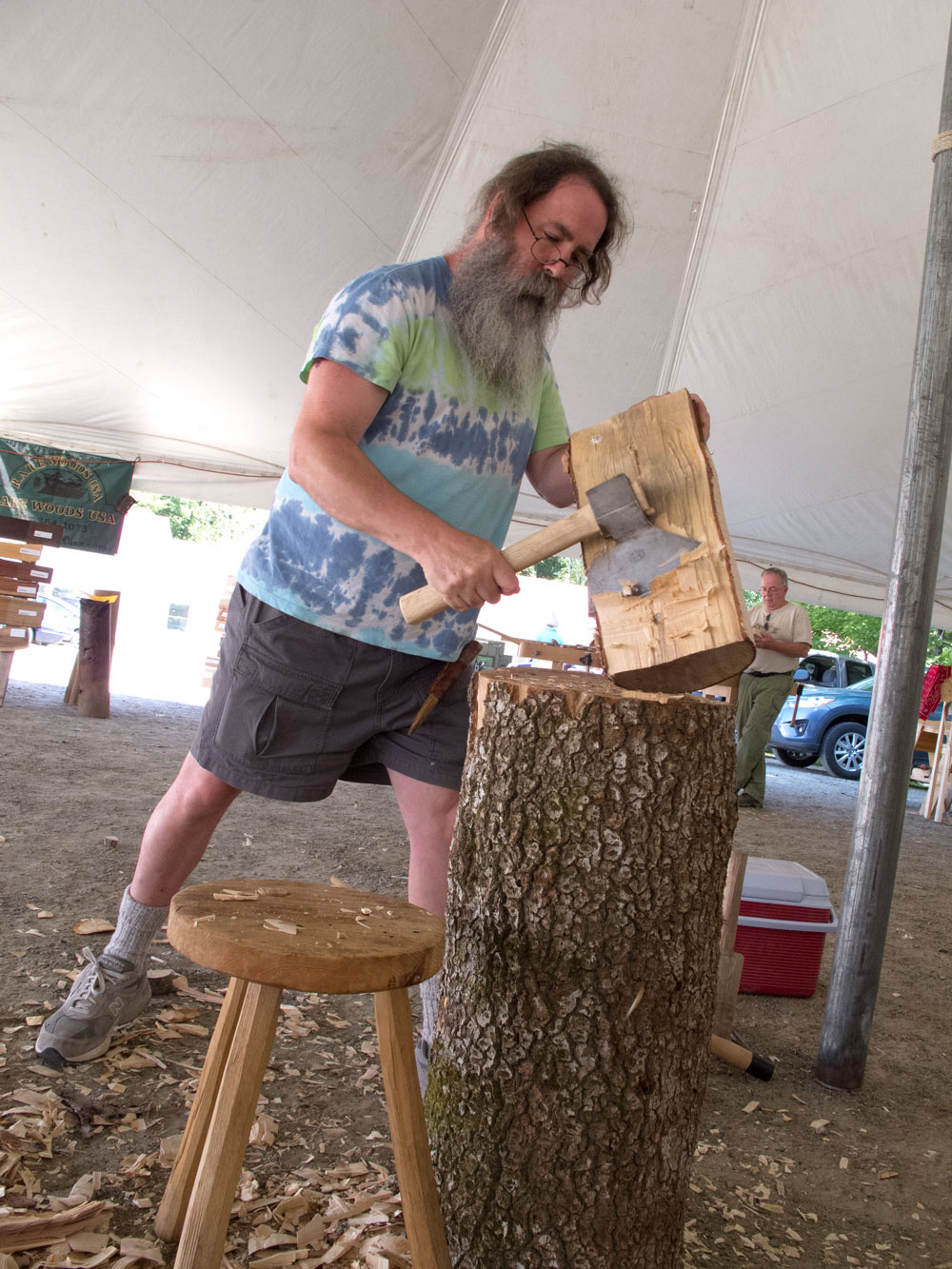 Peter at work on some birch at the Lie-Nielsen Open House.