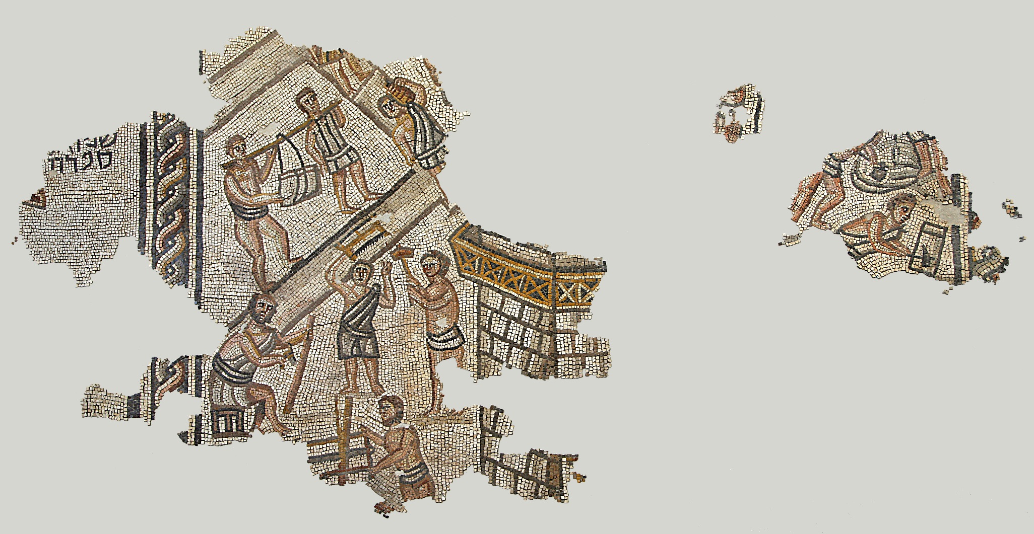 Overview of the mosaic Construction fragment, Khirbet Wadi Hamam