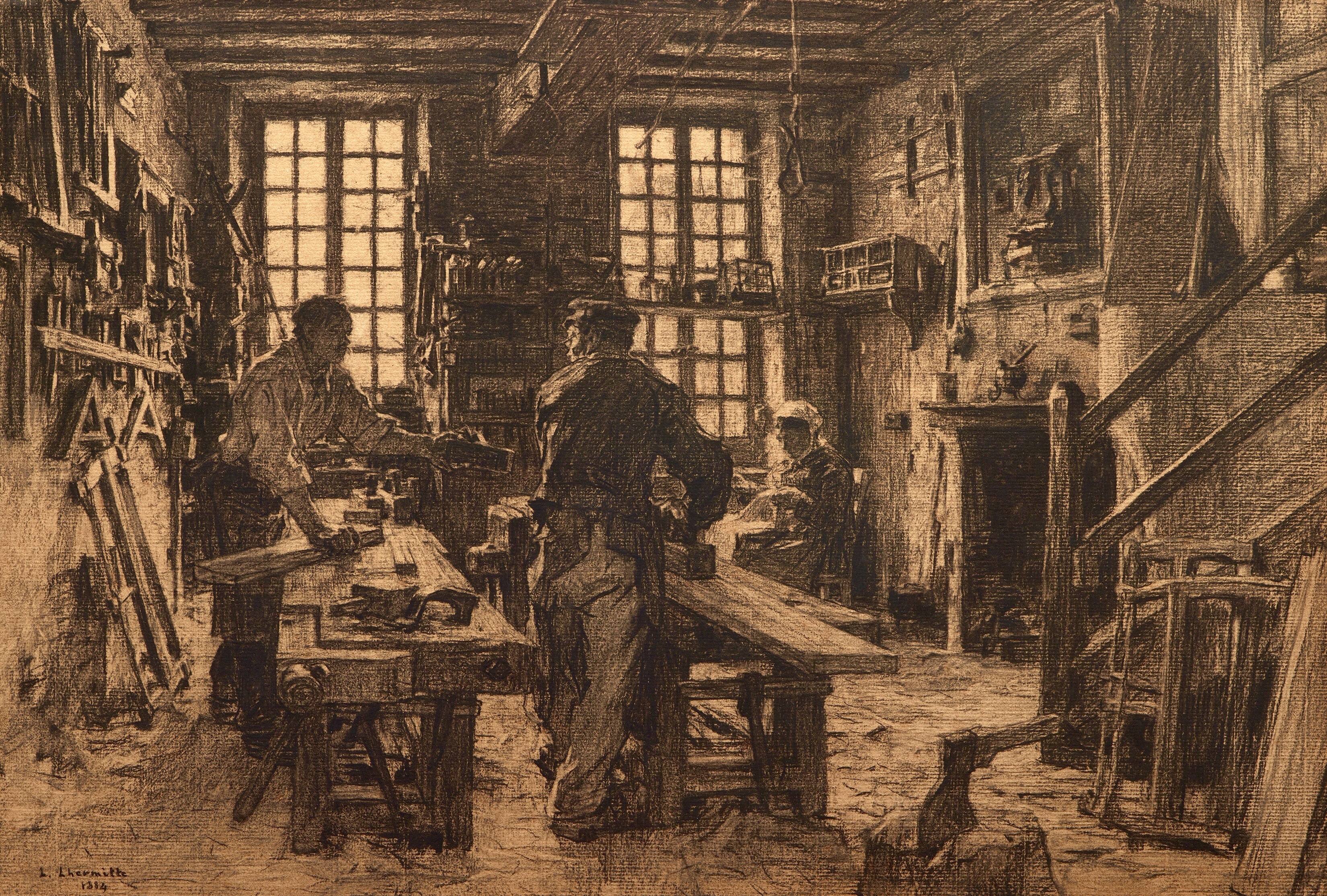The Carpenter's Workshop by Leon Augustin Lhermitte (1887).