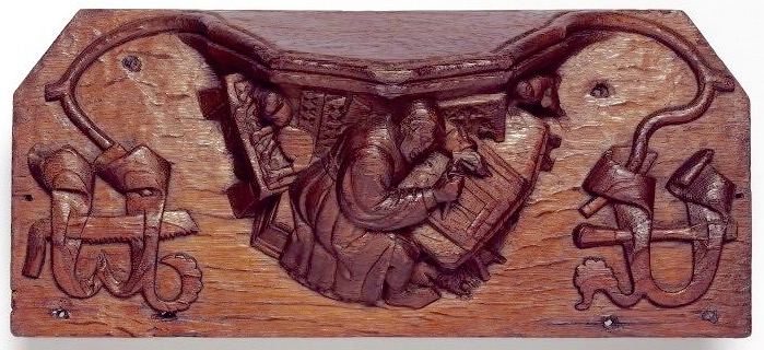 Master Carver with Apprentices, ca. 1419, Kings Lynn (Victoria and Albert Museum).