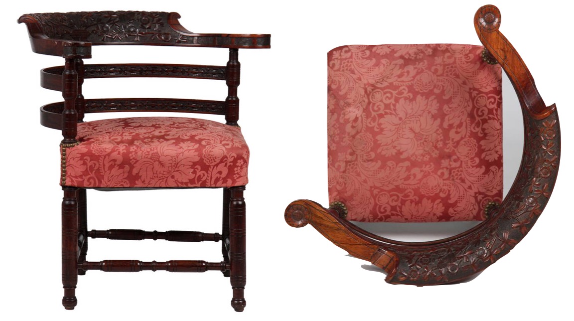 Rosewood chair, American, 1870-80.