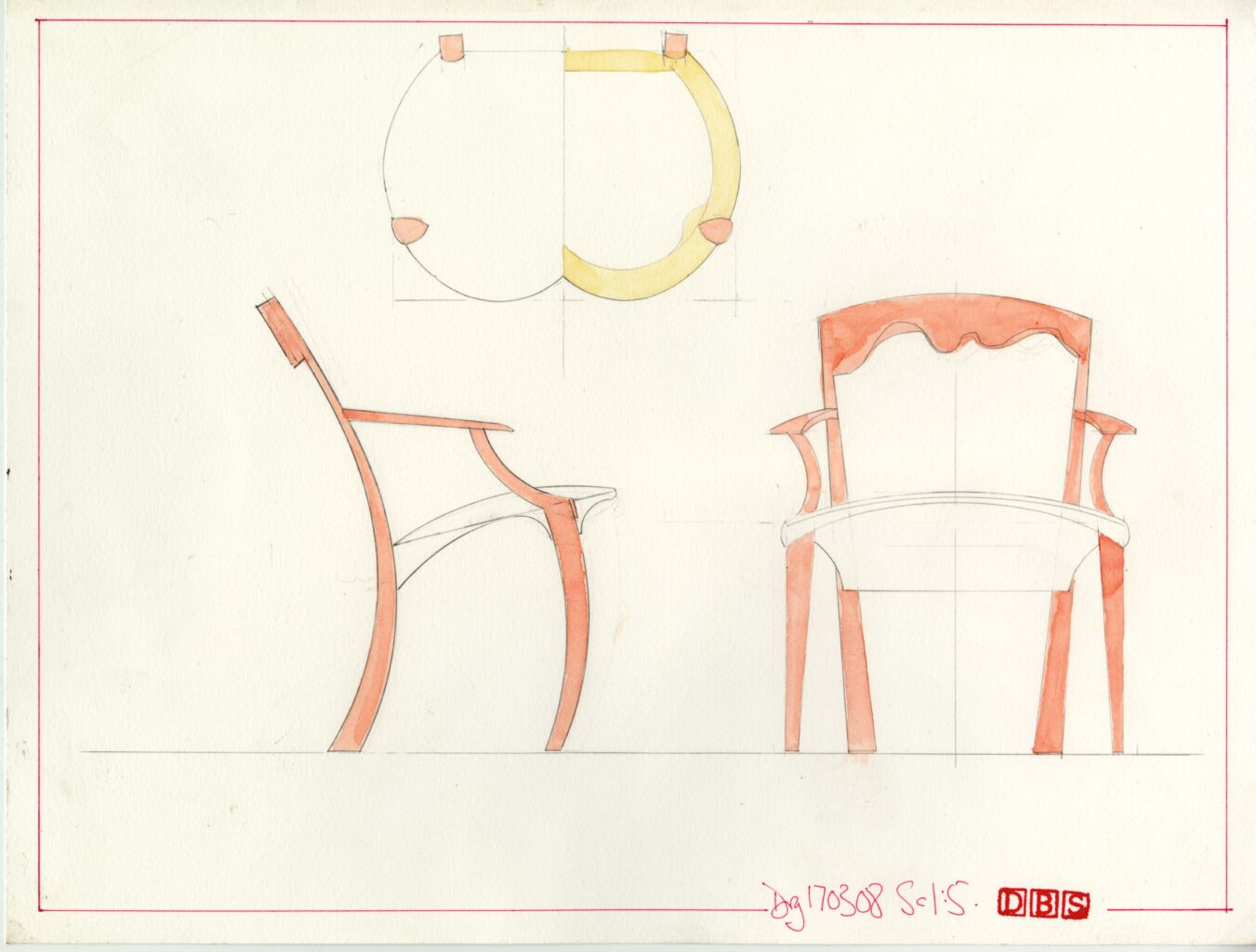 sketch of a contemporary chair using classical proportions