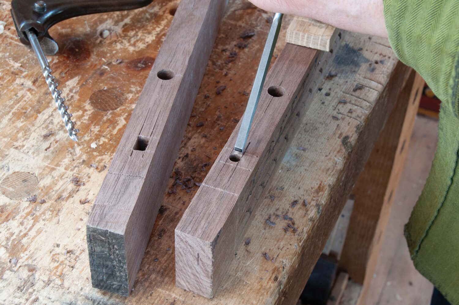 drilled mortise