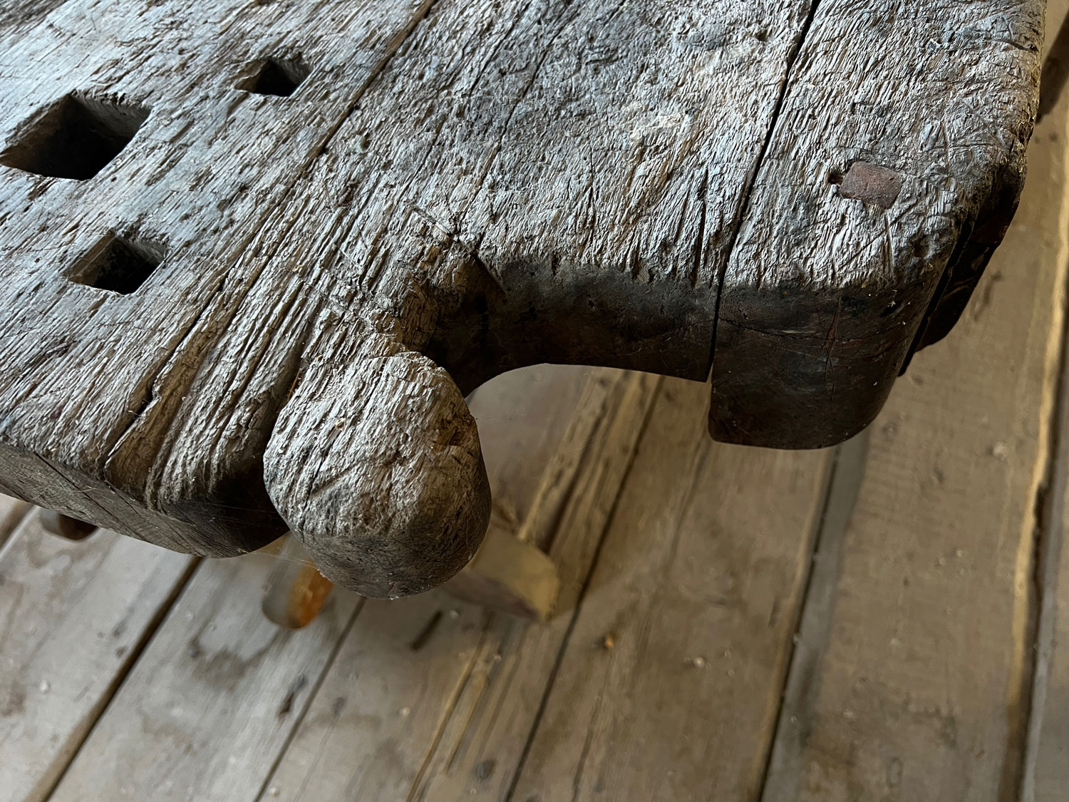 Large Blank Scroll With Large Wooden Knob Spindles Historic